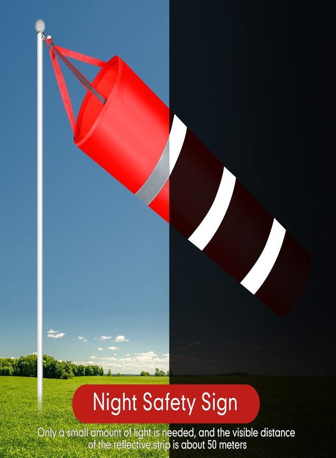 كونوهان قطعتان من أكياس قياس اتجاه الرياح للمطارات، مقاس 31.5 بوصة و39 بوصة، مع حزام عاكس، مصنوعة من قماش أكسفورد المقاوم للتمزق، مؤشر اتجاه الرياح، أكياس رياح، علم طيران خارجي للمطارات والمزارع (أحمر). - Image 5